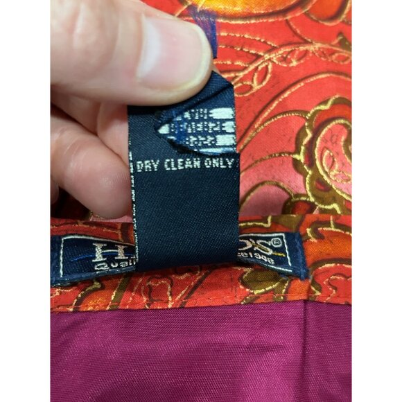Vintage Harolds Red Paisley Silk Long Pencil Skirt Size 12 - Picture 7 of 8